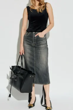 Balenciaga CZARNY Aksamitny top na ramiączkach
