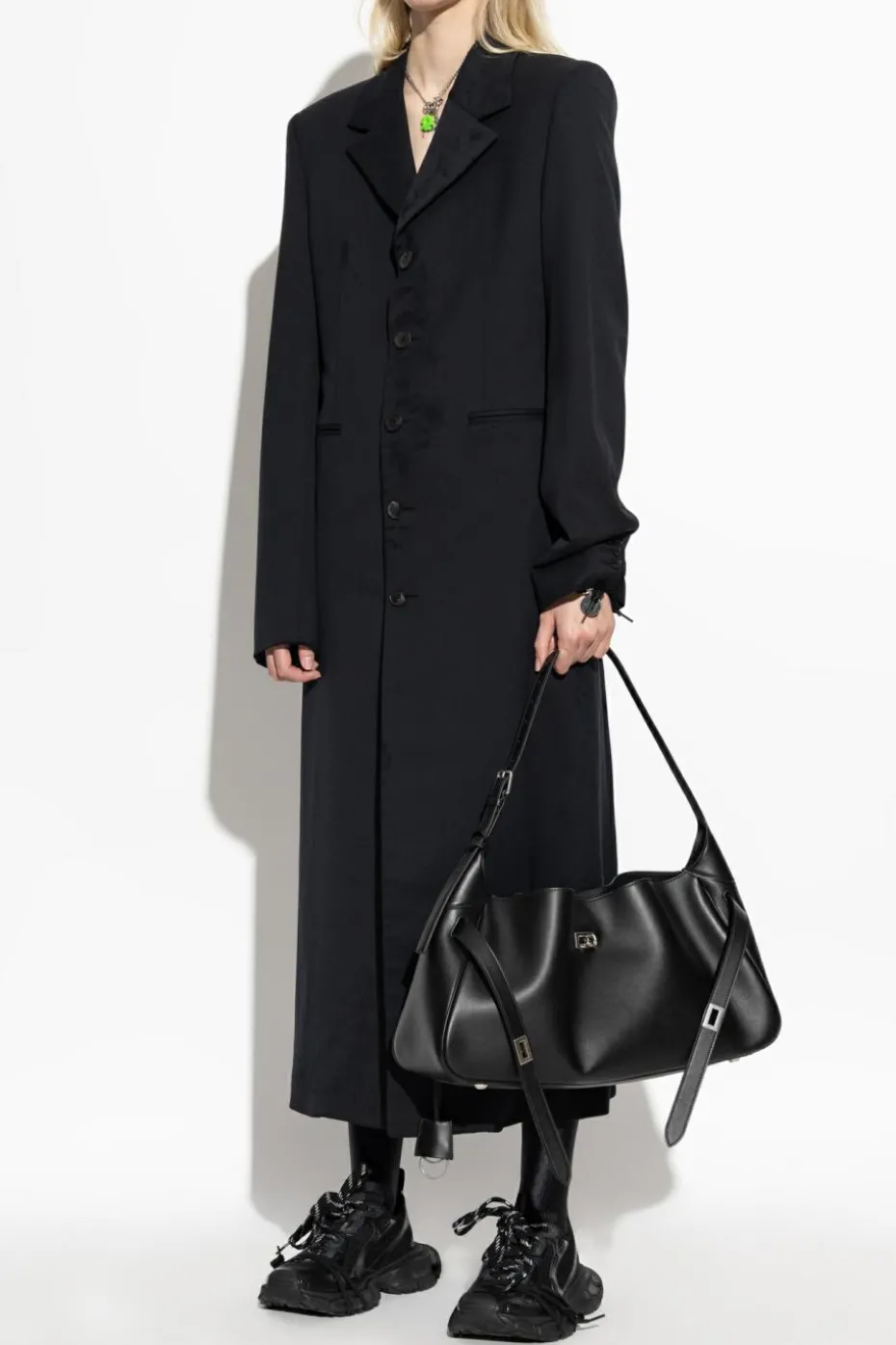 Balenciaga CZARNY Długi płaszcz z efektem `vintage`