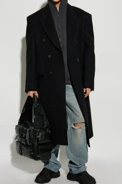 Balenciaga CZARNY Dwurzędowy płaszcz kaszmirowy