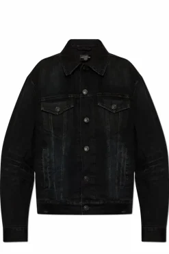 Balenciaga CZARNY Jeansowa kurtka z efektem `vintage`