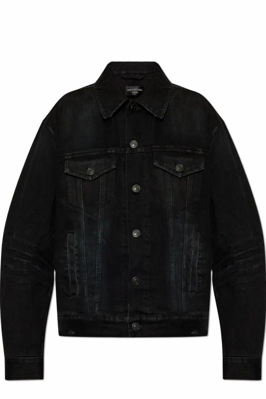 Balenciaga CZARNY Jeansowa kurtka z efektem `vintage`