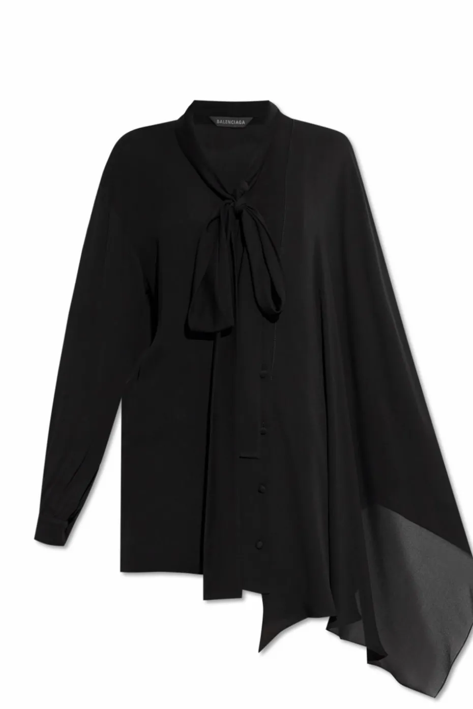 Balenciaga CZARNY Jedwabna koszula z wiązaniem przy dekolcie