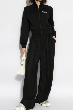 Balenciaga CZARNY Jedwabne spodnie o luźnym kroju