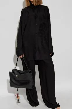 Balenciaga CZARNY Jedwabna koszula z kieszenią