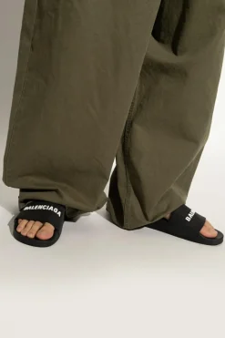 Balenciaga CZARNY Klapki z logo ‘Pool’