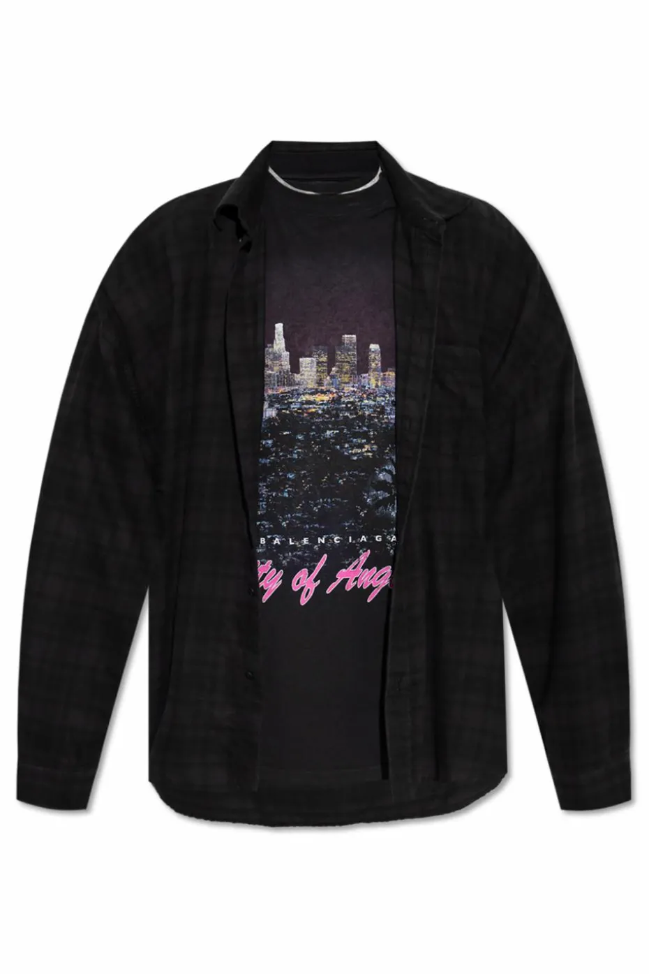 Balenciaga CZARNY Koszula z wszytym t-shirtem