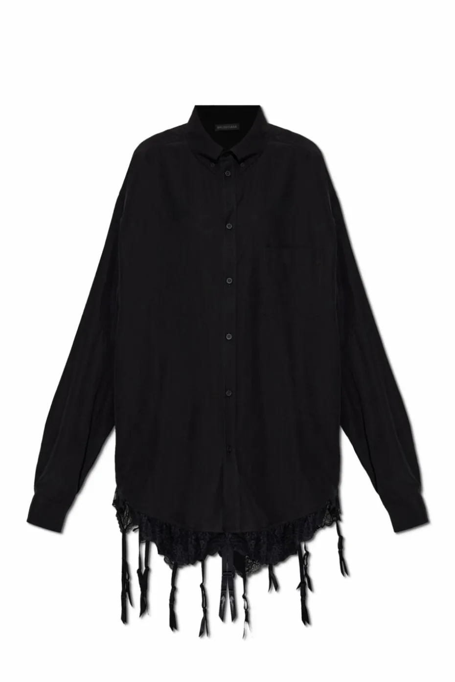 Balenciaga CZARNY Koszula z koronkowym wykończeniem