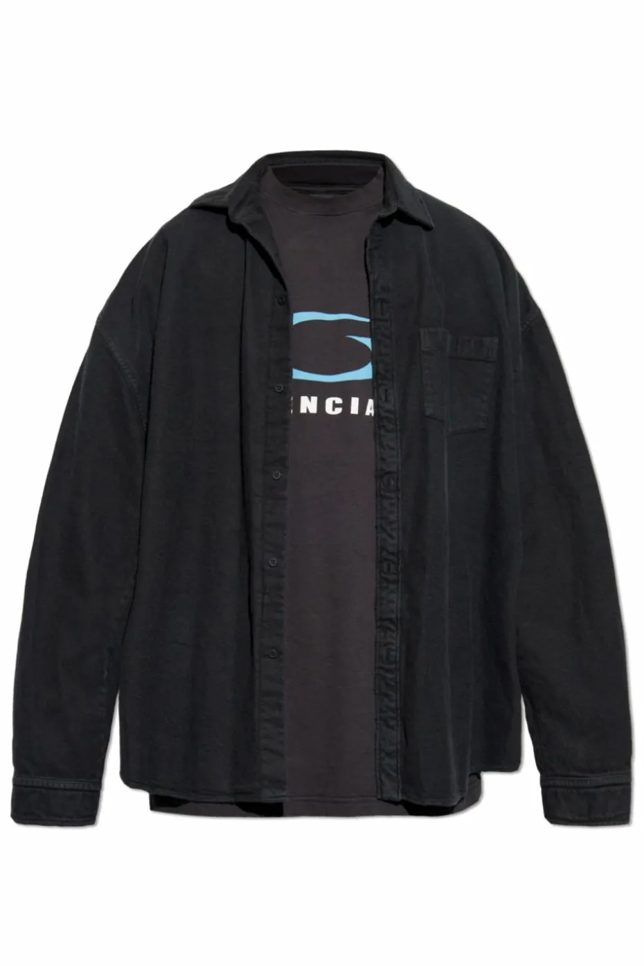 Balenciaga CZARNY Koszula z wszytym t-shirtem