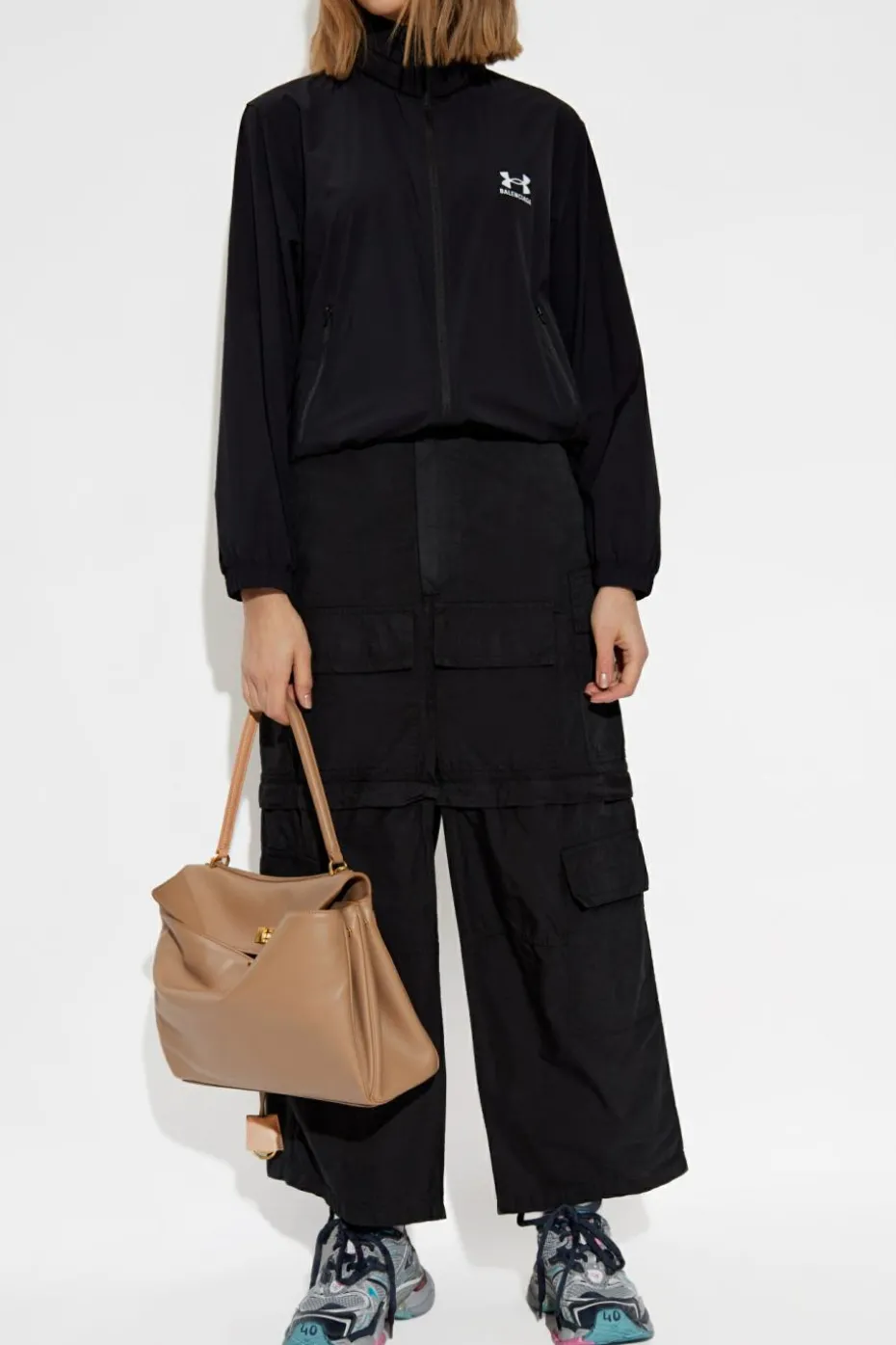 Balenciaga CZARNY Kurtka z kapturem chowanym w kołnierzu