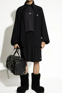 Balenciaga CZARNY Lekka kurtka z nadrukowanym logo