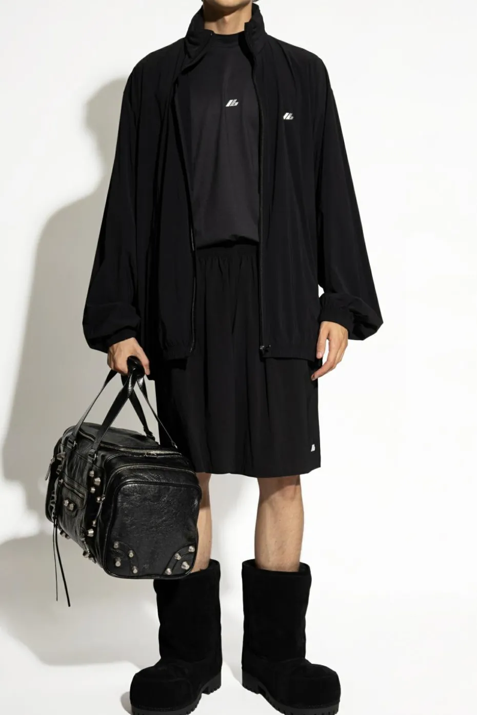 Balenciaga CZARNY Lekka kurtka z nadrukowanym logo