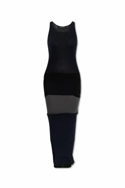 Balenciaga CZARNY Prążkowana sukienka o dopasowanym kroju