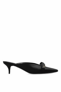 Balenciaga CZARNY Satynowe klapki na obcasie