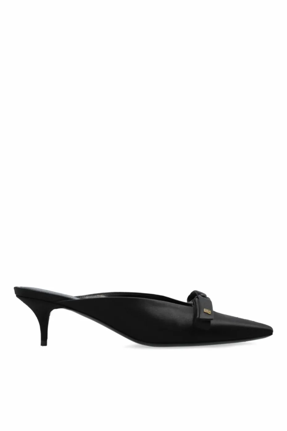 Balenciaga CZARNY Satynowe klapki na obcasie