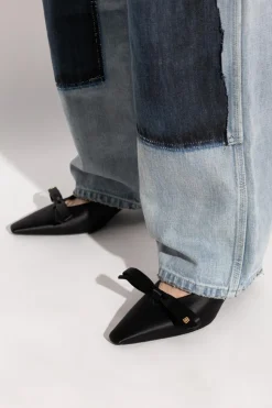 Balenciaga CZARNY Satynowe klapki na obcasie
