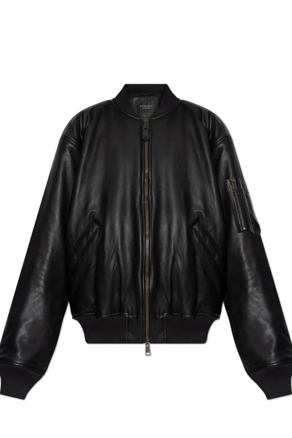 Balenciaga CZARNY Skórzana kurtka typu `bomber`