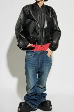 Balenciaga CZARNY Skórzana kurtka typu `bomber`