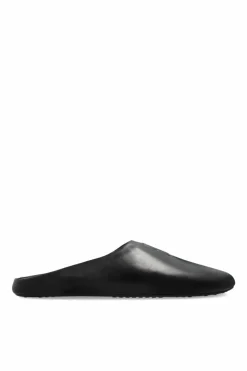 Balenciaga CZARNY Skórzane klapki z efektem `vintage`