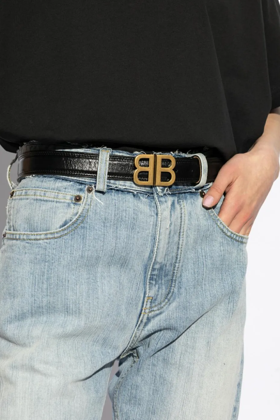 Balenciaga CZARNY Skórzany pasek