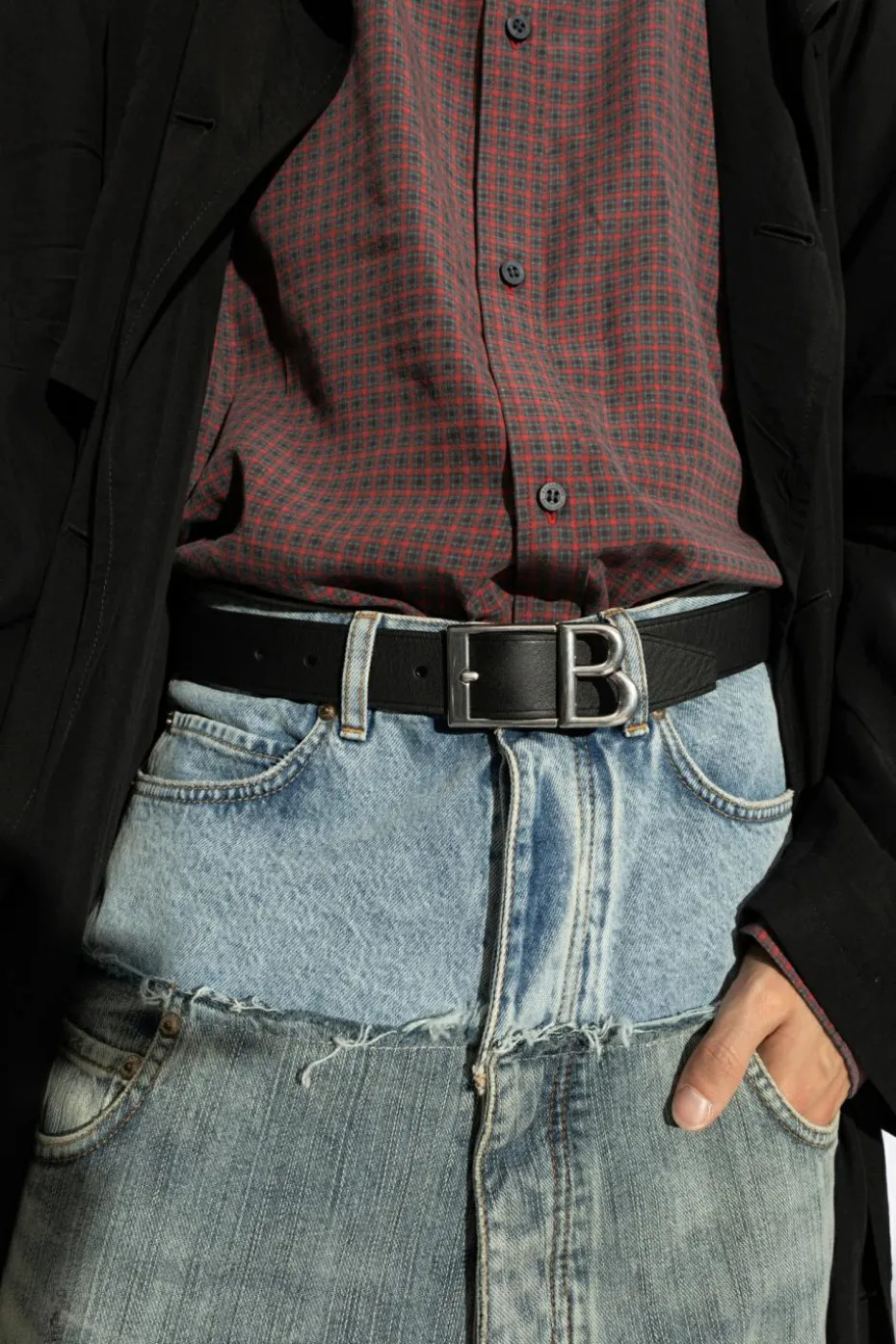 Balenciaga CZARNY Skórzany pasek z logo