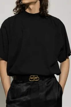 Balenciaga CZARNY Skórzany pasek z logo