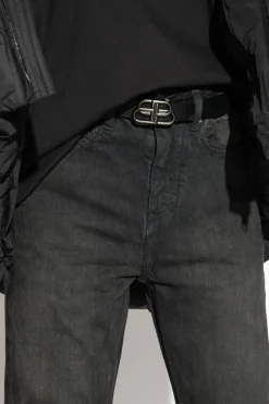 Balenciaga CZARNY Skórzany pasek z logo