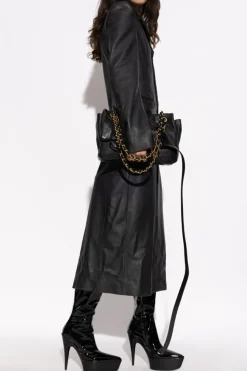 Balenciaga CZARNY Skórzany płaszcz