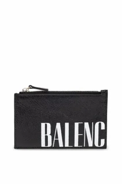 Balenciaga CZARNY Skórzany portfel z logo