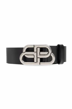 Balenciaga CZARNY Skórzany pasek z logo