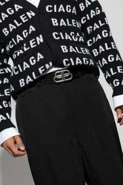 Balenciaga CZARNY Skórzany pasek z logo