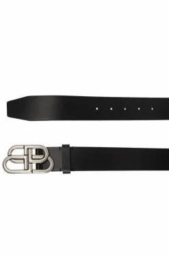 Balenciaga CZARNY Skórzany pasek z logo