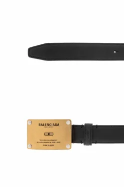 Balenciaga CZARNY Skórzany pasek z logo
