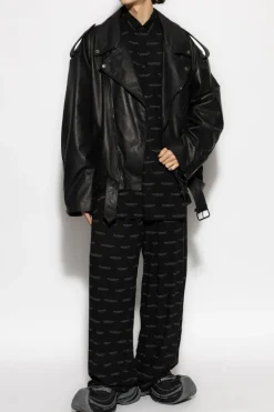 Balenciaga CZARNY Spodnie o luźnym kroju z monogramem
