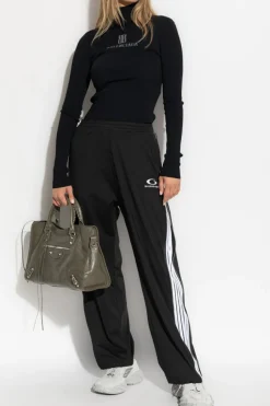 Balenciaga CZARNY Spodnie dresowe z nogawkami o prostym kroju