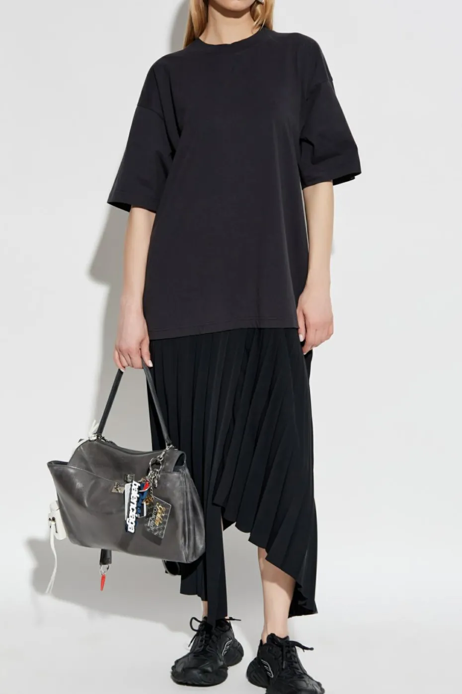 Balenciaga CZARNY Sukienka z plisowanym dołem