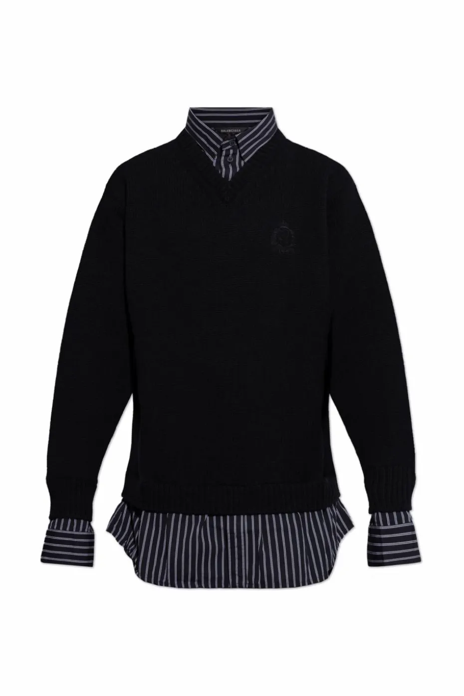 Balenciaga CZARNY Sweter z dekoltem w serek