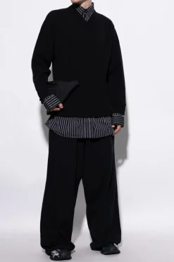 Balenciaga CZARNY Sweter z dekoltem w serek