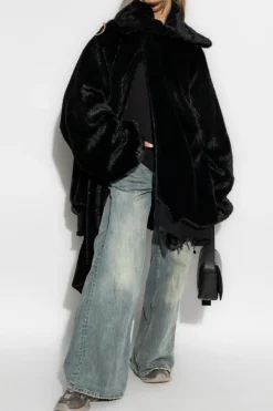 Balenciaga CZARNY Sztuczne futro o asymetrycznym kroju