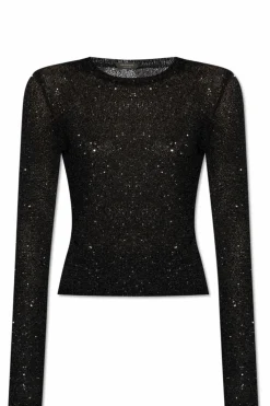 Balenciaga CZARNY Top z cekinowym wykończeniem