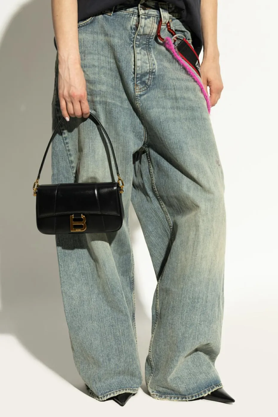 Balenciaga CZARNY Torba na ramię `Hourglass Sling Small`