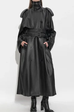 Balenciaga CZARNY Trencz z jagnięcej skóry