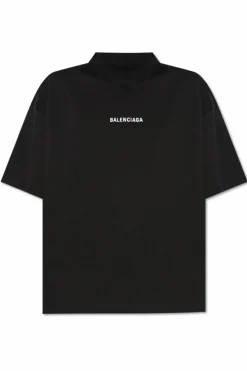 Balenciaga CZARNY T-shirt z logo