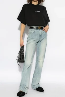 Balenciaga CZARNY T-shirt z logo