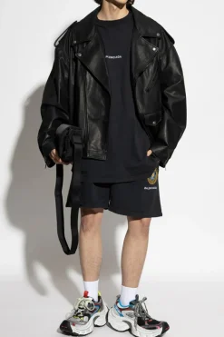 Balenciaga CZARNY T-shirt z naszywką na rękawie