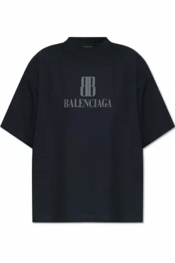 Balenciaga CZARNY T-shirt z logo