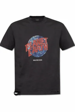 Balenciaga CZARNY T-shirt z efektem `vintage`