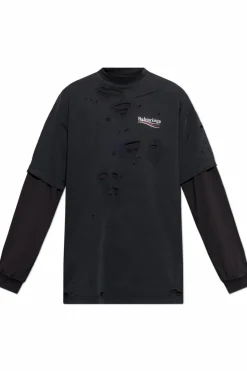 Balenciaga CZARNY T-shirt z logo