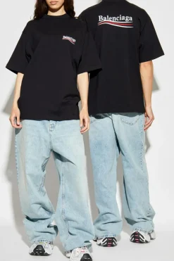 Balenciaga CZARNY T-shirt z wyszytym logo
