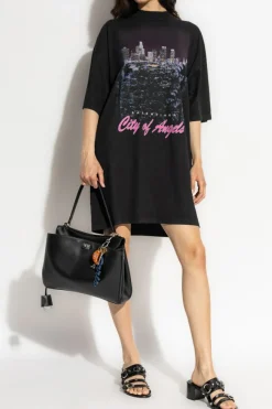 Balenciaga CZARNY T-shirt z kolorowym nadrukiem