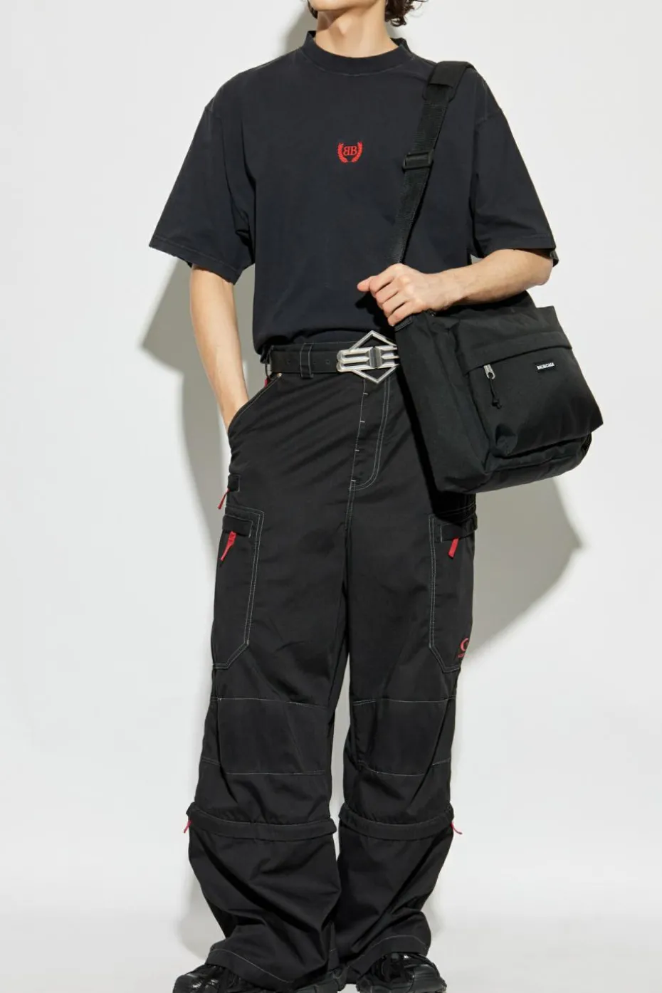 Balenciaga CZARNY T-shirt z wyszytym logo